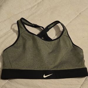 Nike Dri-fit Women's Gray & Black Sports Bra Size Medium